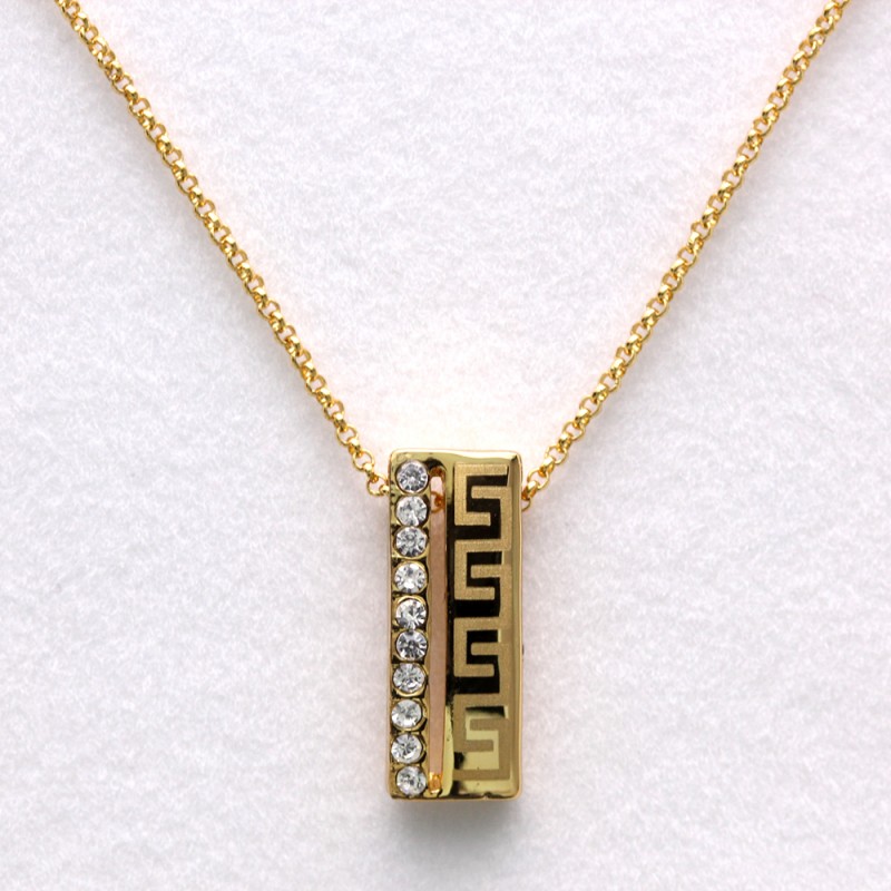 Crystal Golden Meander Pendant Gold Fashion Necklace