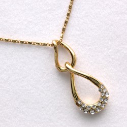 Crystal Twisted Drop Pendant Gold Fashion Necklace