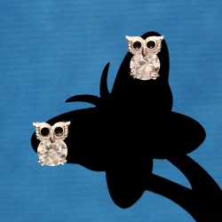 Crystal Cute Owl Silver Earrings