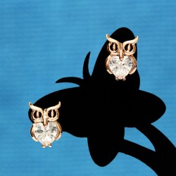 Crystal Cute Owl Rose Gold Earrings