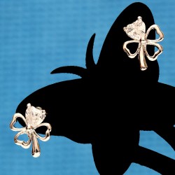 簡約設計花朵銀水晶耳環