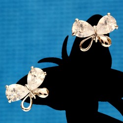 Clear Crystal Butterfly Silver Fashion Earrings