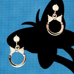 水晶蝴蝶结圆环时尚银耳环