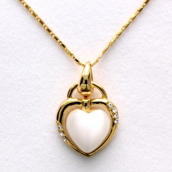 Cat Eye Stone Heart Gold Necklace
