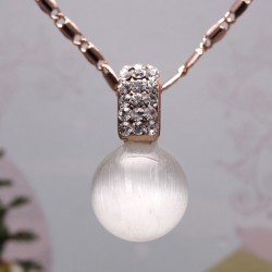 Cat Eye Stone Light Bulb Pendant Rose Gold Necklace